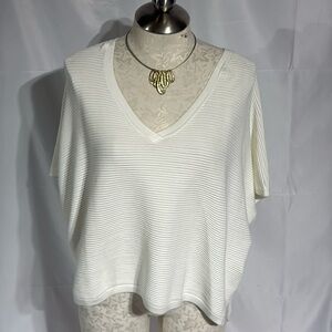 NWT Lane Bryant off white v-neck pull over short sleeve sweater size 22/24 .